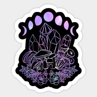 Moon Phases Crystals Mushrooms Succulents Witchy Sticker